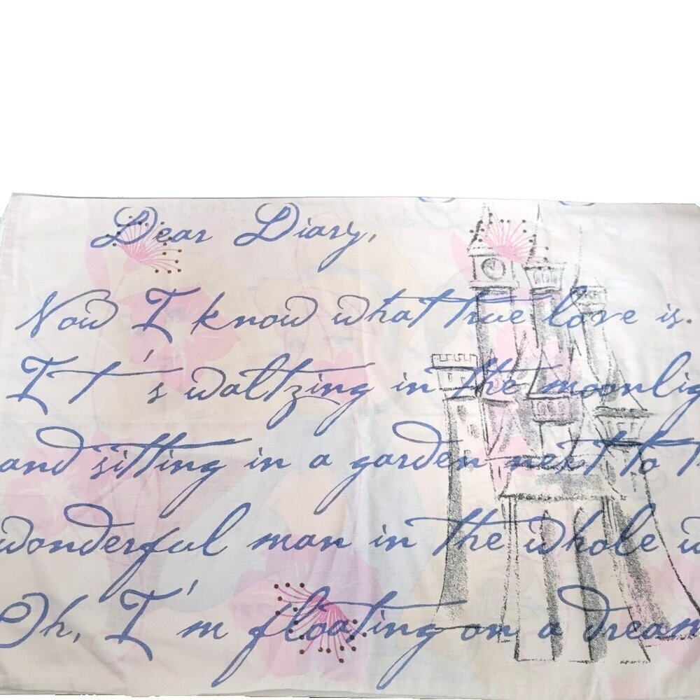 Disney Princess Pillowcase Double Sided Cinderella Sleeping Beauty Belle - Picture 2 of 4